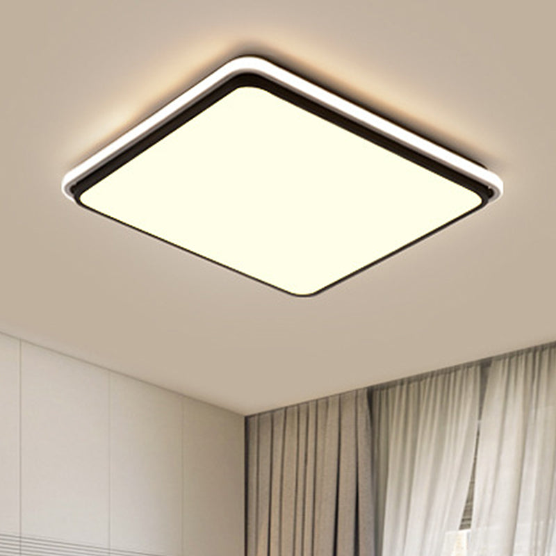 16 "/19,5" /35.5 " Ancho Negro y Blanco cuadrado/Rectángulo de descarga Lámpara Modernista Led de acrílico de montaje de luz de techo en blanco/Luz caliente