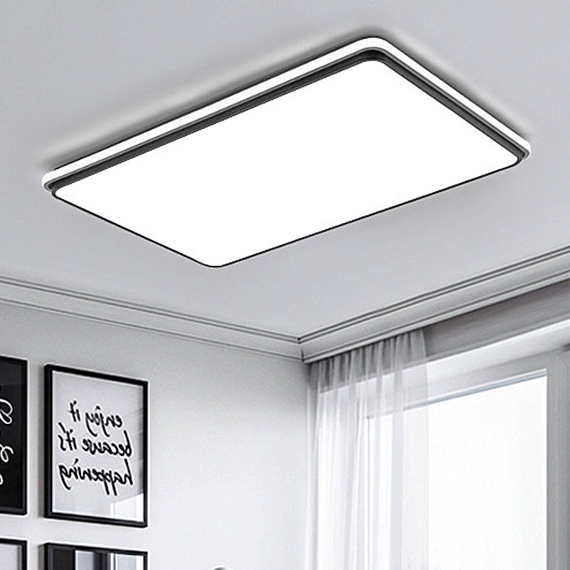 16 "/19.5" /35.5 " Wide Black and White Square/Rectangle Flush Lamp Modernist Led Acryl Flush Mount Ceiling Light in White/Warm Light