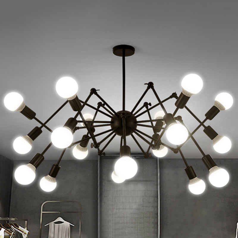 Spider Metal Chandelier Industrial Clothing Shop Prendant Prendant Éclairage avec design de bulbe ouvert