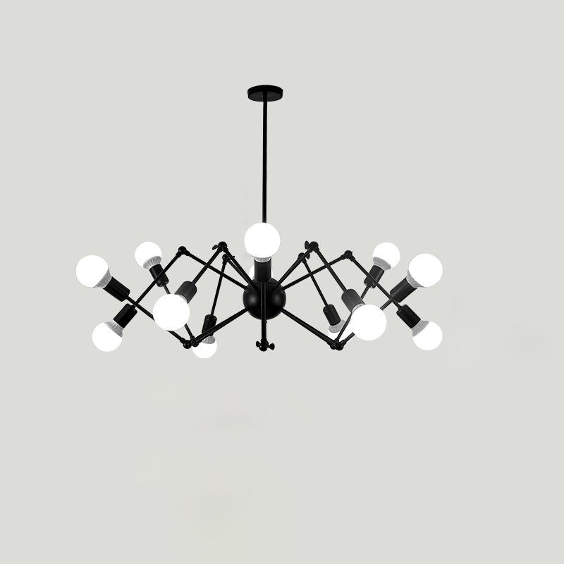 Spider Metal Chandelier Industrial Clothing Shop Prendant Prendant Éclairage avec design de bulbe ouvert