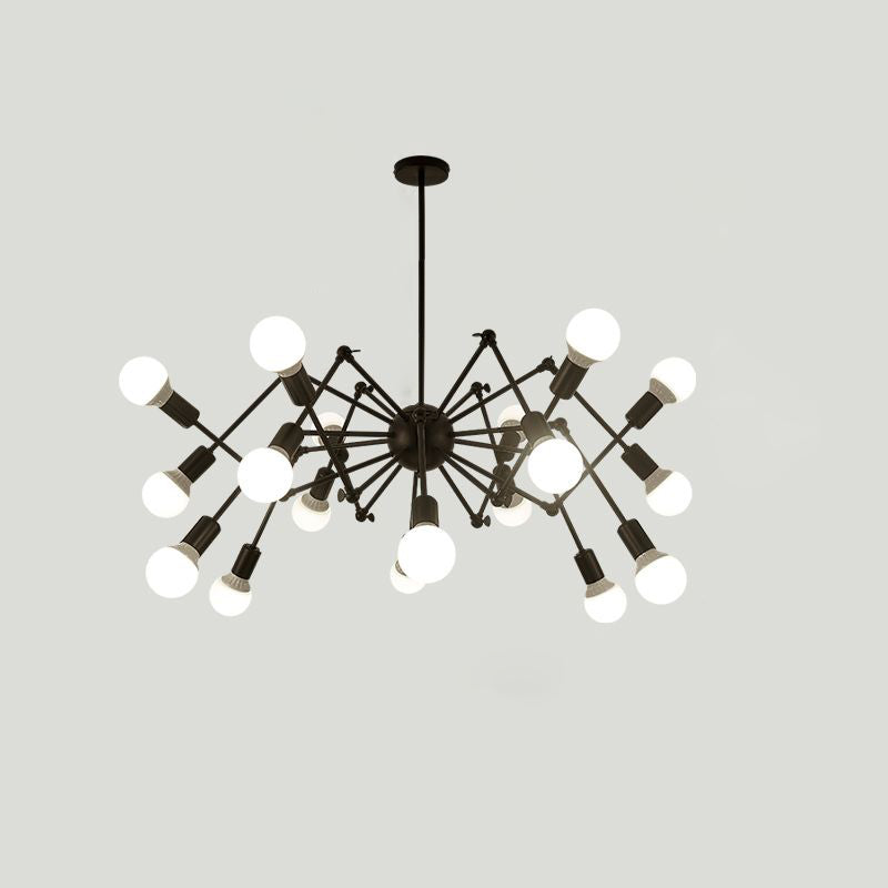 Spider Metal Chandelier Industrial Clothing Shop Prendant Prendant Éclairage avec design de bulbe ouvert