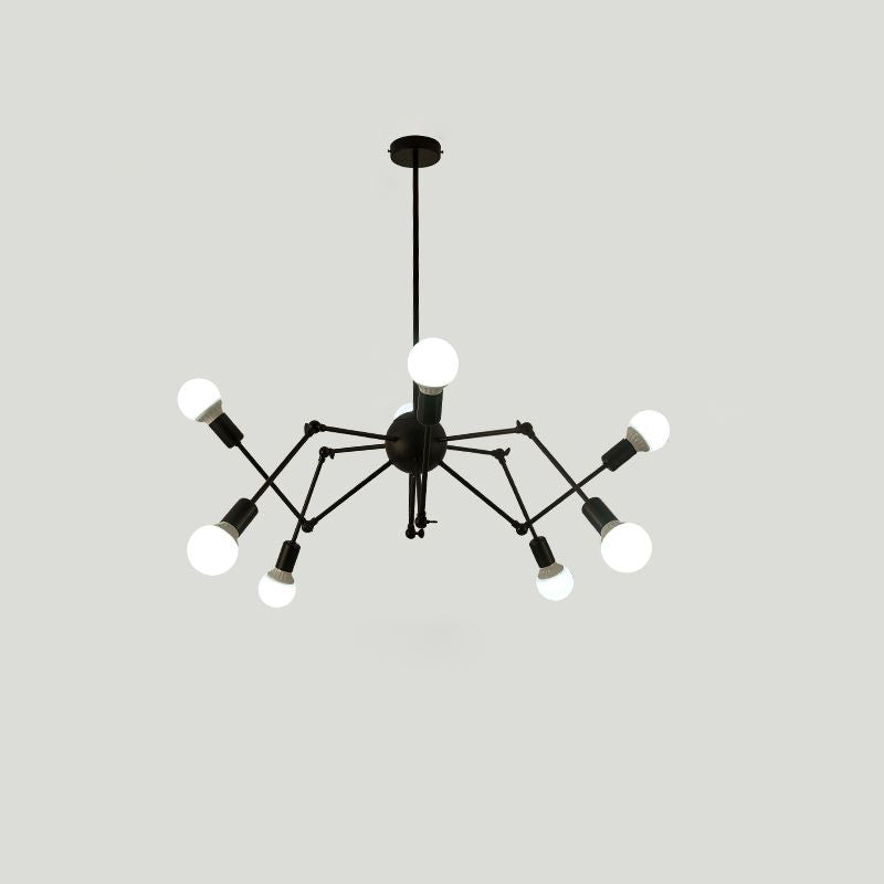 Spider Metal Chandelier Industrial Clothing Shop Commercial Pendant Lighting with Open Bulb Design