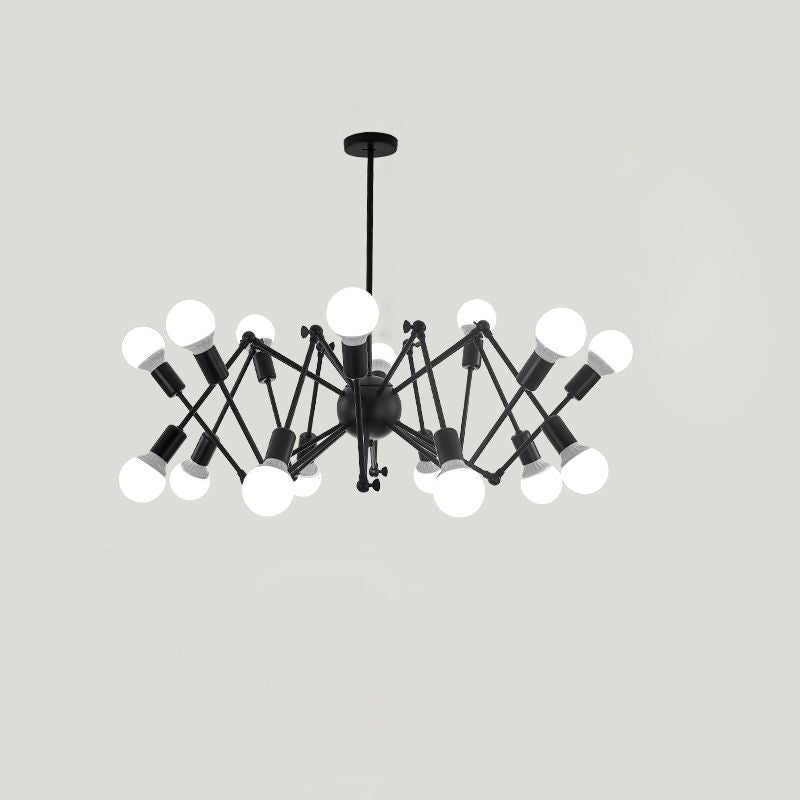 Spider Metal Chandelier Industrial Clothing Shop Prendant Prendant Éclairage avec design de bulbe ouvert