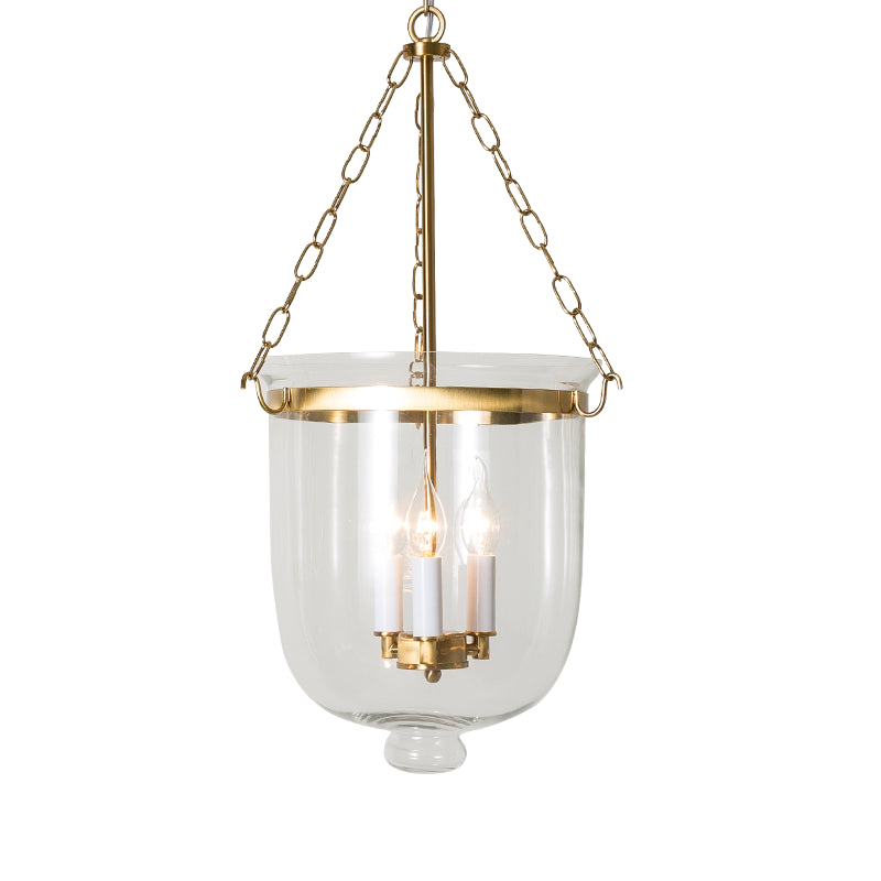 3-Light Inverted Cloche Shaped Pendant Lighting Vintage Clear Glass Chandelier for Living Room