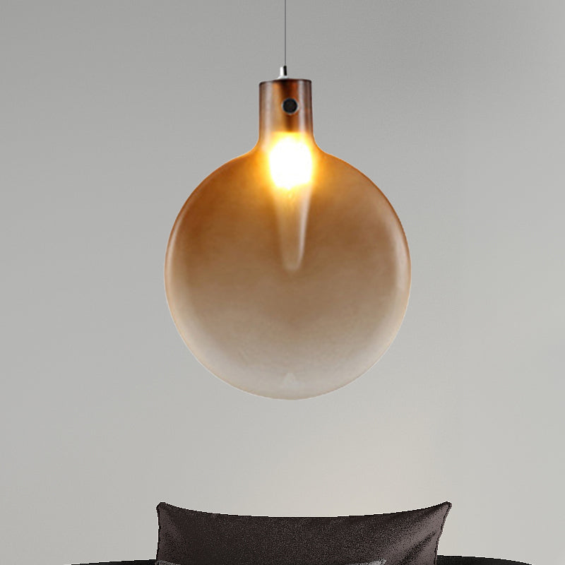 Sliver Ball Hanging Ceiling Light Nordic 1 Light Brown/Green/Yellow Glass Suspension Pendant for Living Room