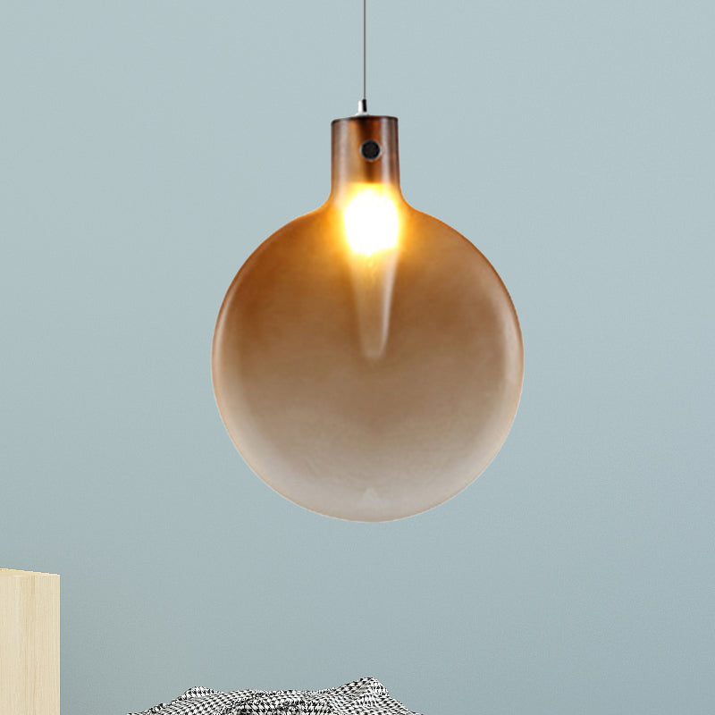 Sliver Ball Hanging Ceiling Light Nordic 1 Light Brown/Green/Yellow Glass Suspension Pendant for Living Room