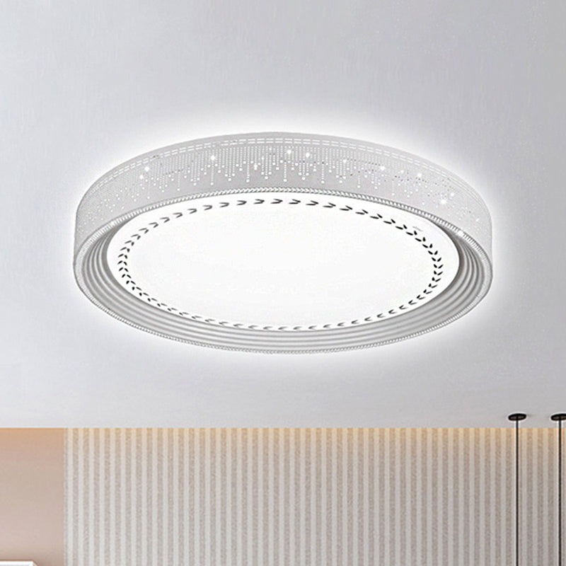 Semplice LED Ceiling Light con Acrylic Shade White Round Flush Mount Lighting in Meteor Doccia Design, 18 "/22" /30 " Dia