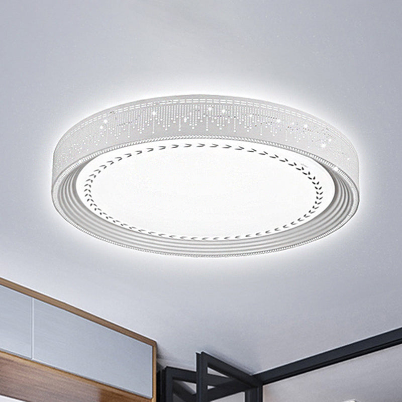 Eenvoudige LED Plafondlamp met Acryl Shade Witte Ronde Flush Mount Verlichting in Meteor Doucheontwerp, 18"/22"/30" Dia