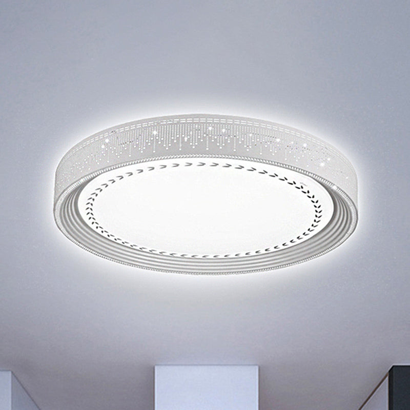 Eenvoudige LED Plafondlamp met Acryl Shade Witte Ronde Flush Mount Verlichting in Meteor Doucheontwerp, 18"/22"/30" Dia