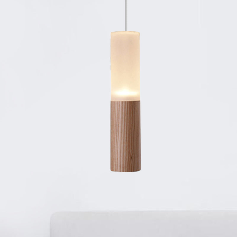 Tubular Wood LED Pendant Light Contemporary 1/5/7/9-Head Kitchen Ceiling Hanging Lamp with Diffuser