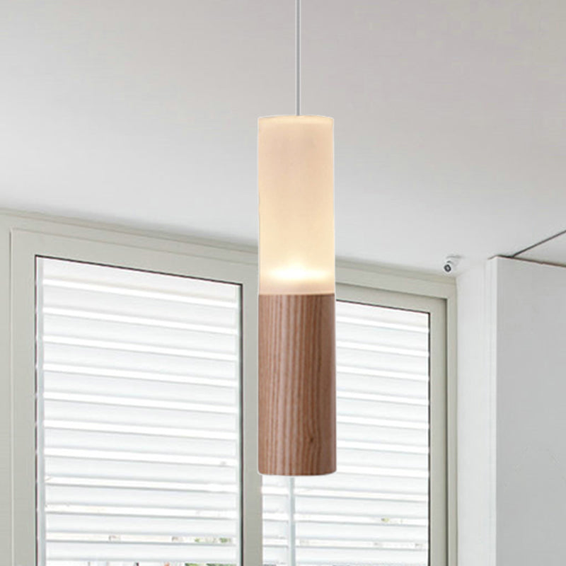 Tubular Wood LED Pendant Light Contemporary 1/5/7/9-Head Kitchen Ceiling Hanging Lamp with Diffuser