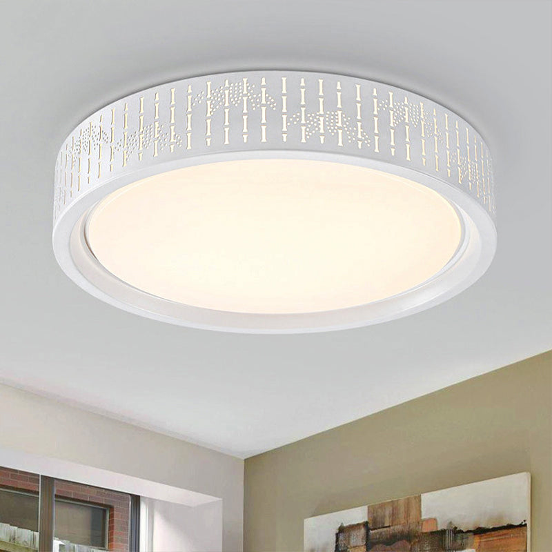 Simplicity LED Flush Mount Lamp with Acrylic Shade White Ringed Ceiling Light, 16.5"/20.5"/31" Dia