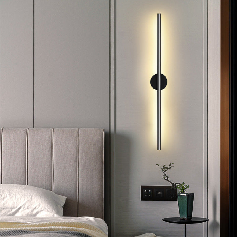 Aparte de la lámpara de pared LED de varilla negra Luz de apliques metálico de estilo simple para sala de estar