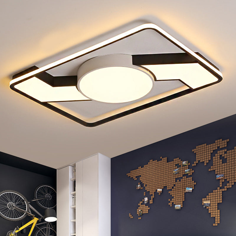 18 "/22" /31.5 " Breit Modern Led Flush Mount Lamp mit Acrylschirm Schwarz-Weiß Viereckige Halterung Leuchtmittel in Weiß/Warm Licht