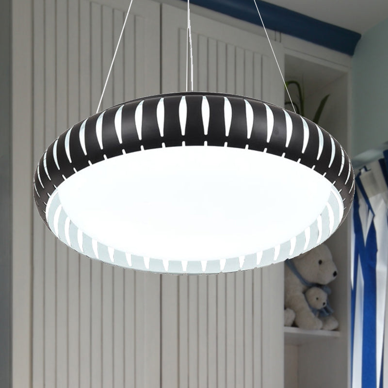 Modern Round Ceiling Pendant Light Metal LED Gold/Black/White Hanging Lamp in Warm/White/Natural Light, 18"/22" Wide