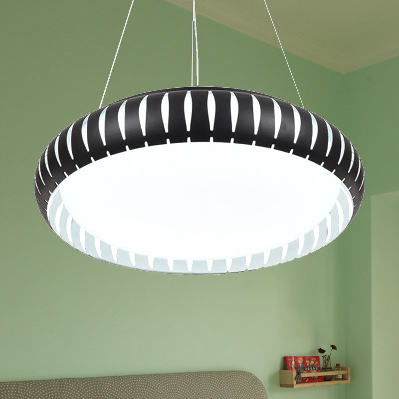 Modern Round Ceiling Pendant Light Metal LED Gold/Black/White Hanging Lamp in Warm/White/Natural Light, 18"/22" Wide