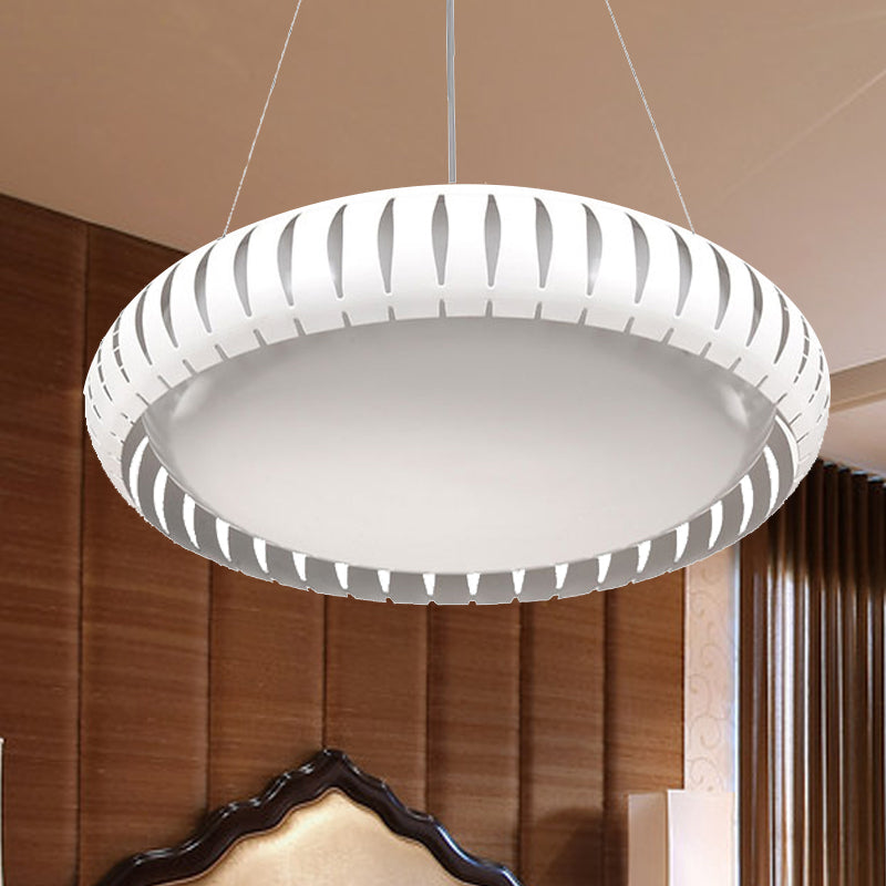 Modern Round Ceiling Pendant Light Metal LED Gold/Black/White Hanging Lamp in Warm/White/Natural Light, 18"/22" Wide