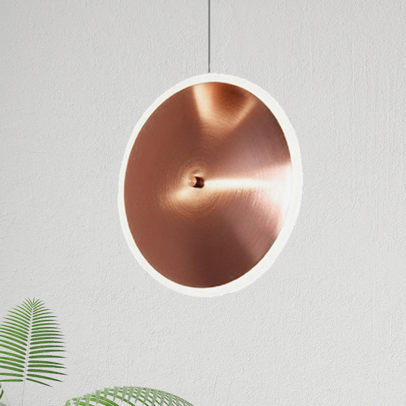 8"/12"/16"W Vertical Disc Hanging Light Post Modern Acrylic LED Rose Gold Suspension Pendant in Warm/White Light