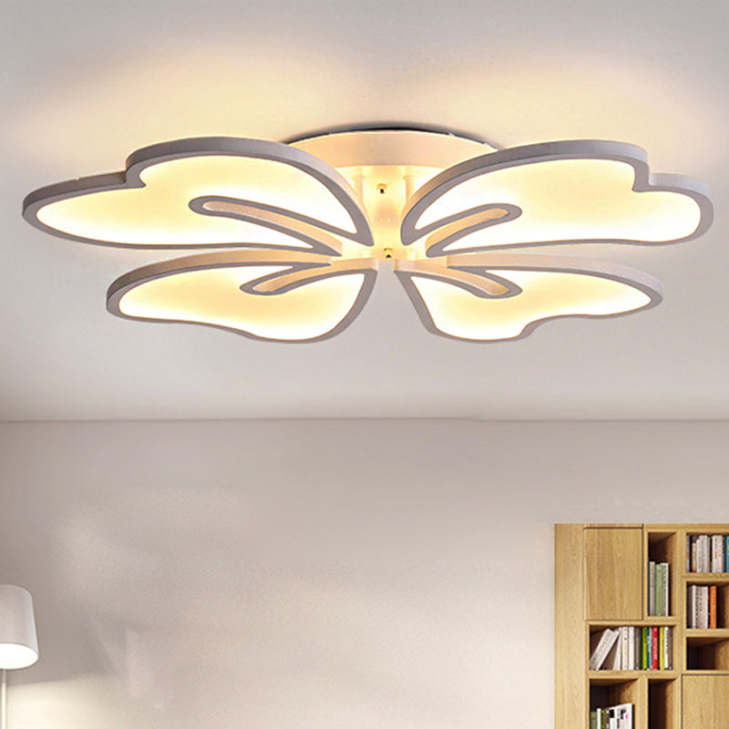 Lámpara de techo empotrada para dormitorio de acrílico con montaje empotrado de flores contemporáneas de 3/4/5 luces en luz cálida/blanca/natural