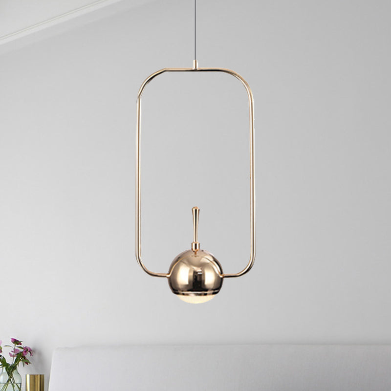 Rectangular/Triangular/Circular Wire Frame Ceiling Pendant Contemporary Metal 1 Light Chrome/Gold Pendant Light Fixture for Bedroom