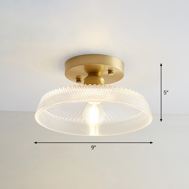 Luz de techo de al ras del vidrio pequeño náutico 1 corredor de bombilla semi iluminación en latón