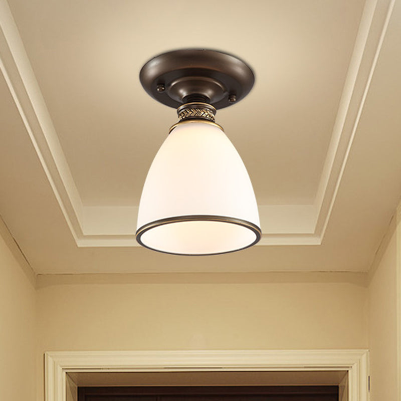 Kleine trap semi -flush mount licht vintage maaltijd 1 kop dicht bij plafondlicht