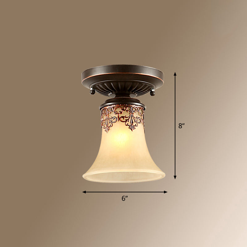 Kleine trap semi -flush mount licht vintage maaltijd 1 kop dicht bij plafondlicht