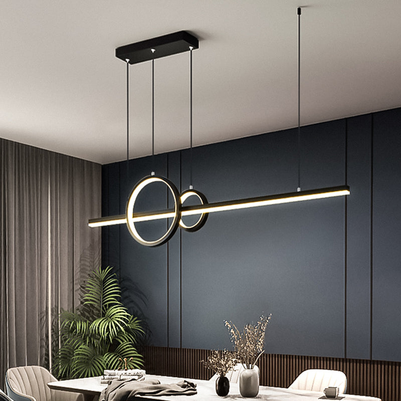 Lámpara lineal y anillo de la isla Minimalista Acrílico Black LED Luz para comedor para comedor