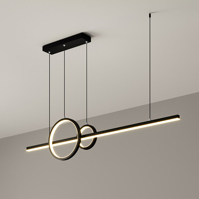 Lineare und ringinselampe minimalistische Acrylschwarz -LED -Aufhängungslicht für Esszimmer