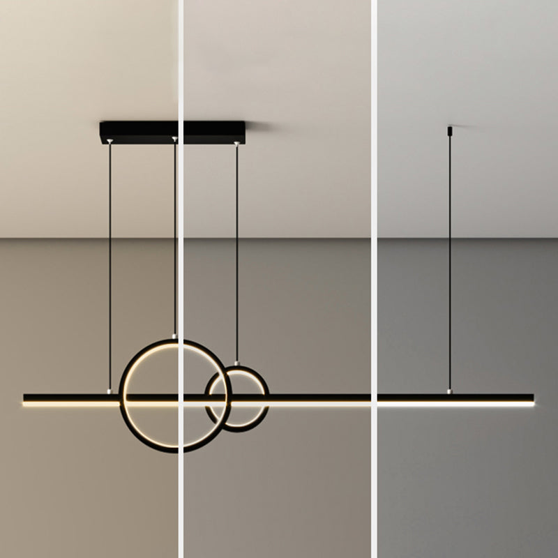 Lineare und ringinselampe minimalistische Acrylschwarz -LED -Aufhängungslicht für Esszimmer