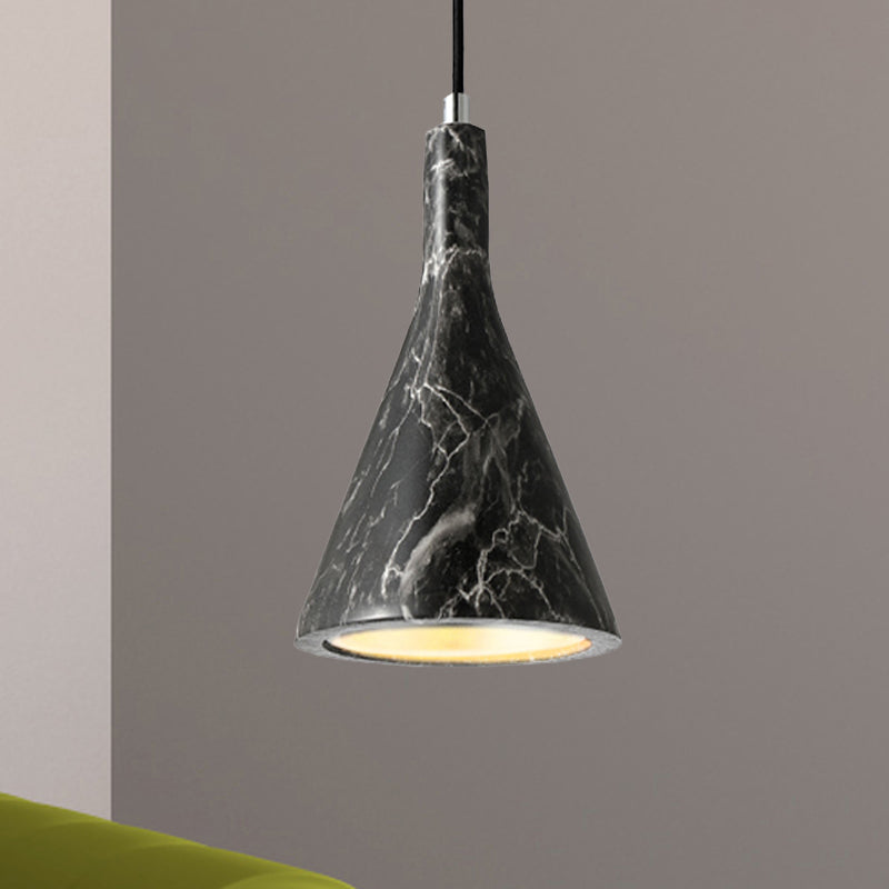 Trumpet Pendant Ceiling Light Nordic Cement 1 Light Black/White/Brown Hanging Light