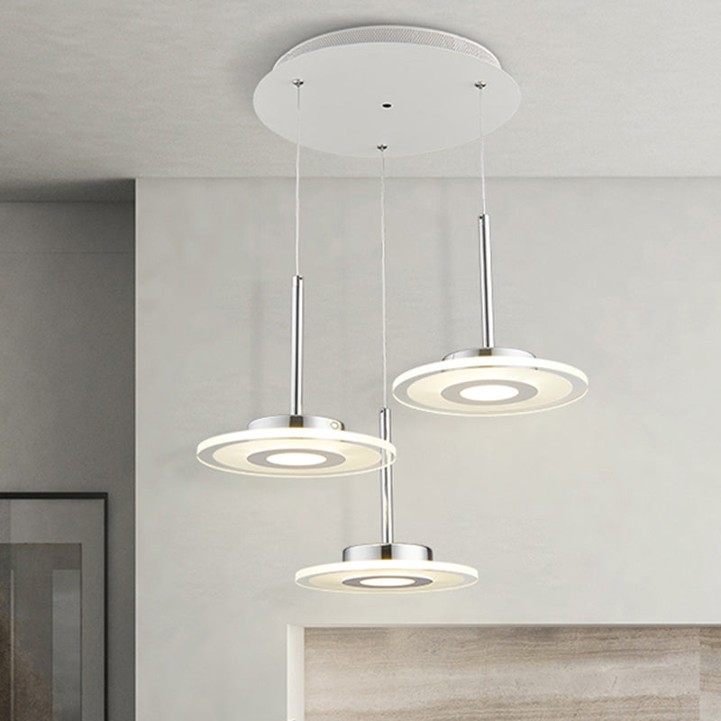 Pendre acrylique circulaire moderne LED suspendu plafond plafonnier en lumière chaude / blanc / naturel avec canopée ronde / linéaire