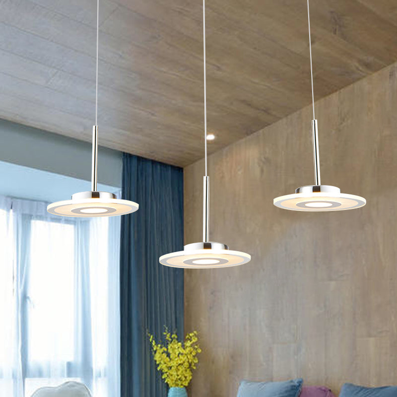 Modern Circular Acrylic Pendant LED Hanging Ceiling Light in Warm/White/Natural Light with Round/Linear Canopy