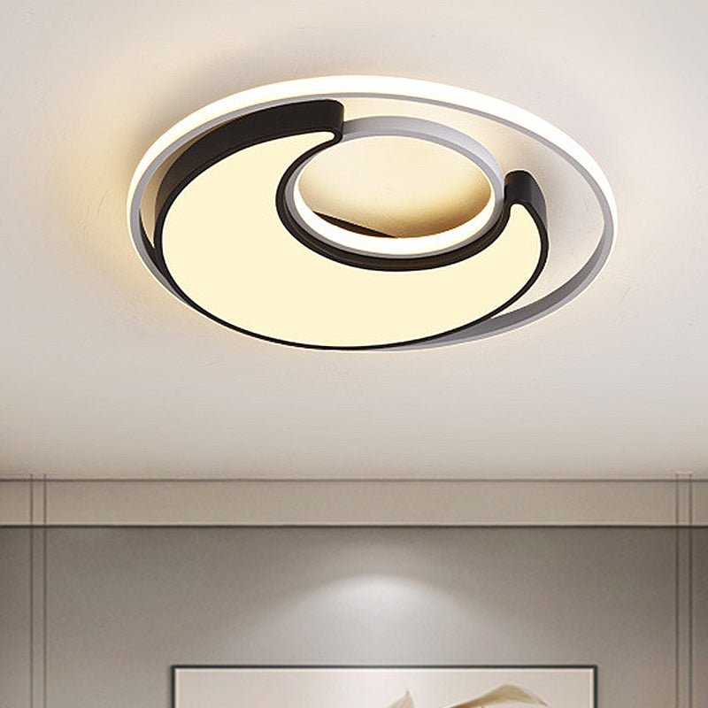 Illuminazione circolare da incasso Modernista in metallo bianco/nero Led 19"/22" Apparecchio da incasso largo con diffusore smerigliato in luce bianca/calda