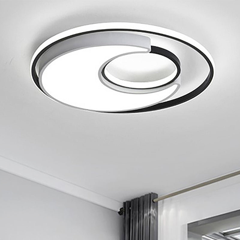 Illuminazione circolare da incasso Modernista in metallo bianco/nero Led 19"/22" Apparecchio da incasso largo con diffusore smerigliato in luce bianca/calda