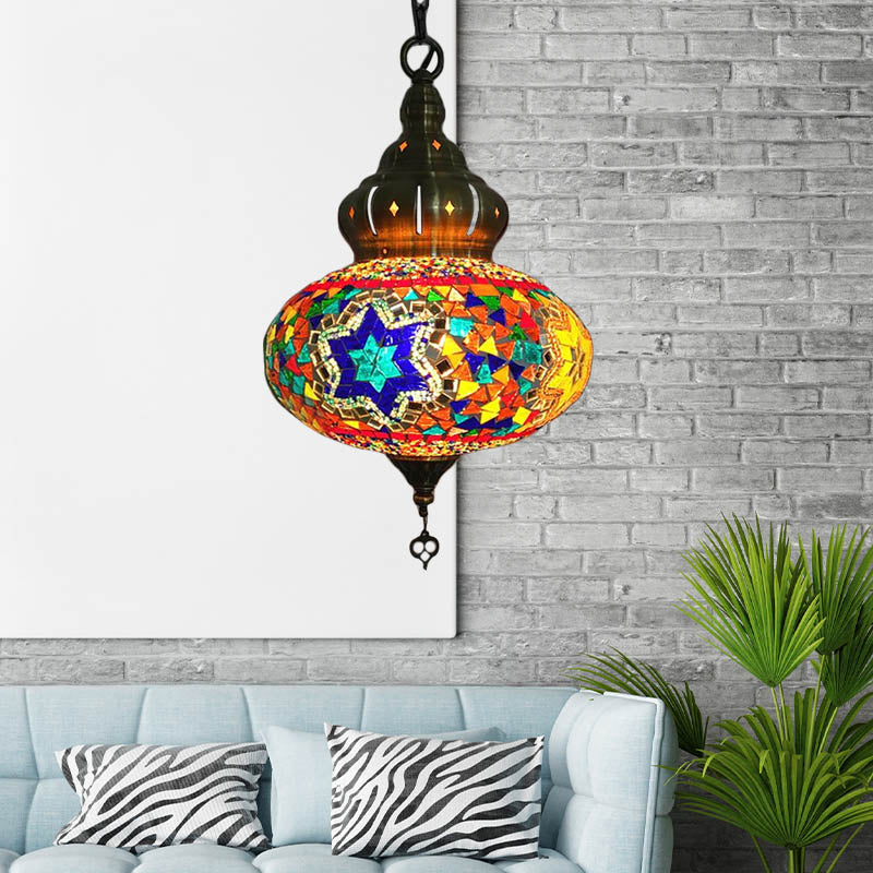 1/4 bulbes Coffee House Pendent lampe rétro plafond luminaire avec une teinte en verre colorée sphérique