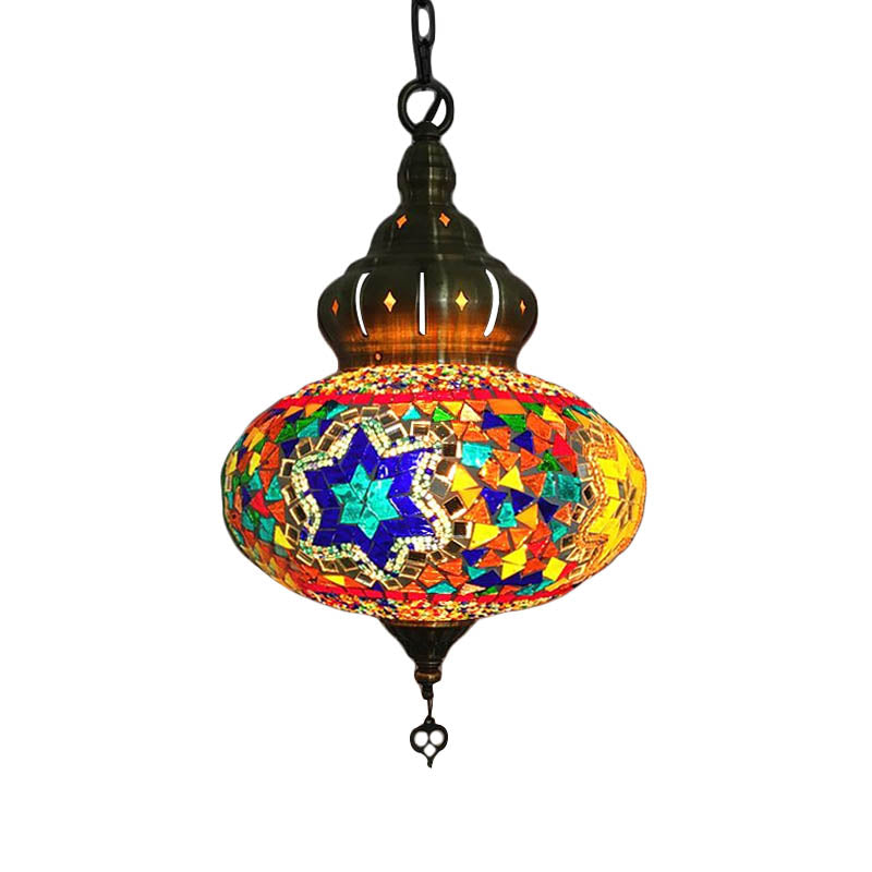 1/4 bulbes Coffee House Pendent lampe rétro plafond luminaire avec une teinte en verre colorée sphérique