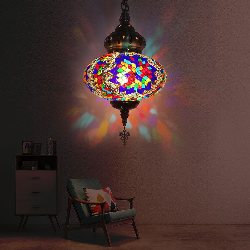 Verre en verre coloré Global Pendant Lighting Traditionnaire 1/4 têtes HEALS LIGHT DIMINATION DU CHROME POUR CHAMBRE