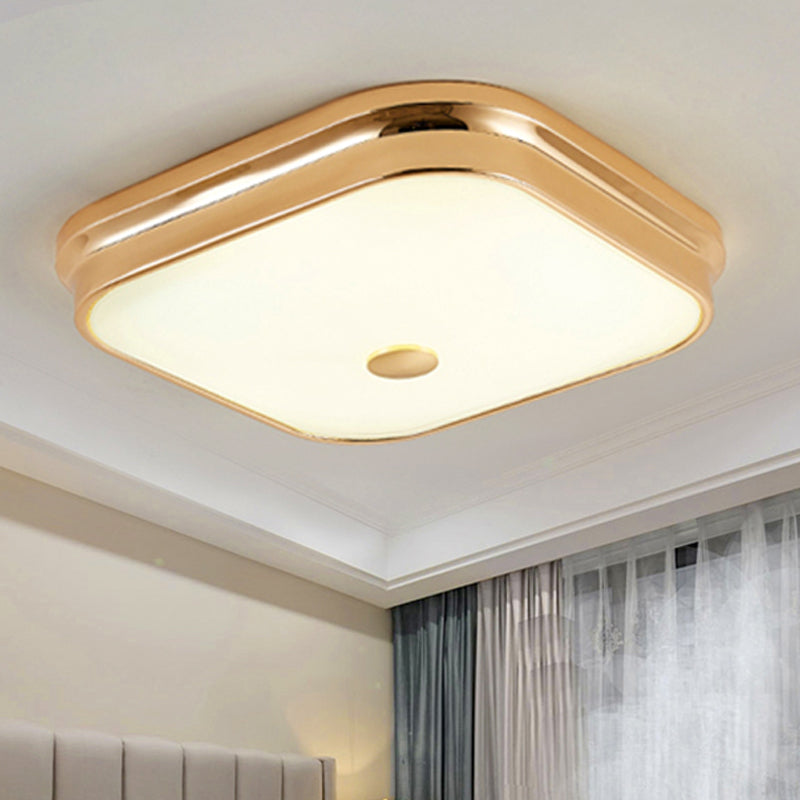 Illuminazione da incasso a LED Lampada da soffitto tradizionale quadrata in vetro smerigliato in nero/oro per soggiorno, 11"/15"/19,5" W