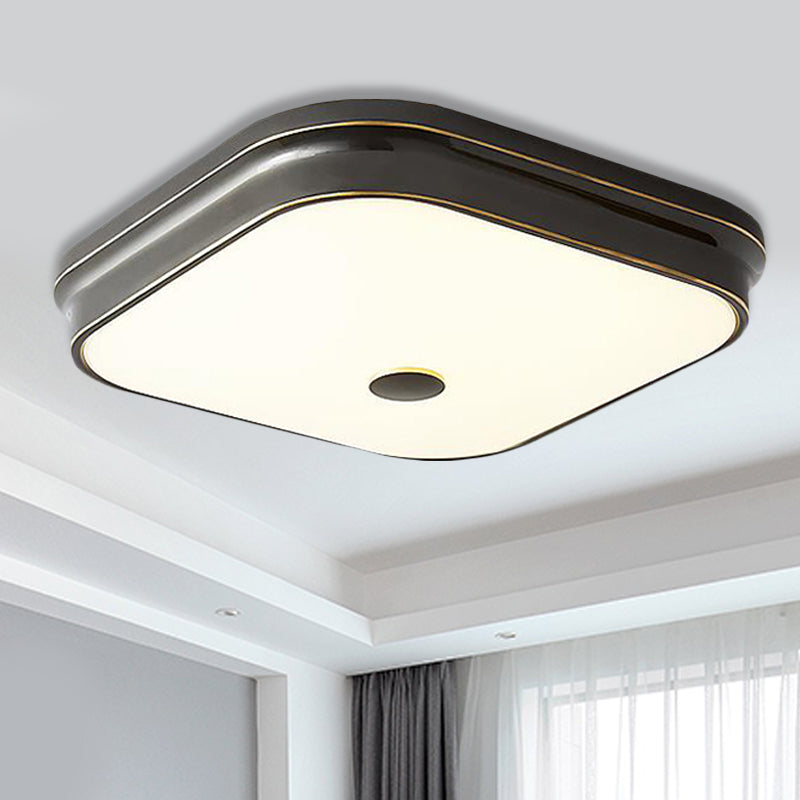 LED Flushmount Verlichting Traditionele Vierkante Glazen Plafond Opgezette Licht in Zwart/Goud voor Woonkamer, 11"/15"/19.5" W