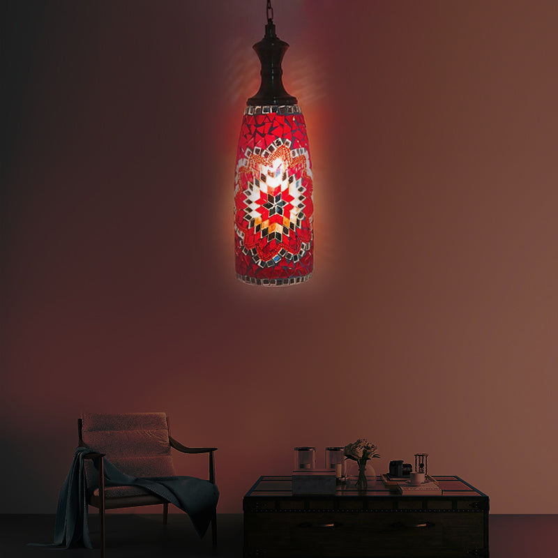 1/3 bollen urn plafondlamp traditie rood/hemelsblauw/goudglas hangende verlichtingsarmatuur voor eetkamer