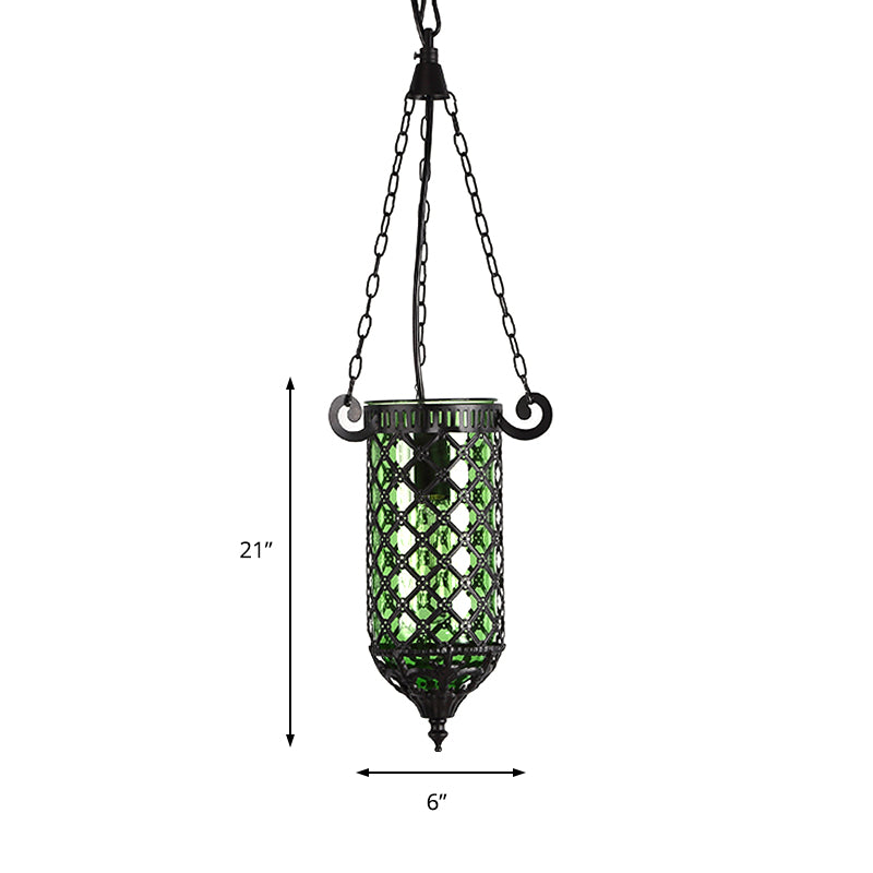 Pencil Blue/Green/Purple Glass Pendant Lamp Antique 1/4 Heads Hanging Light Fixture for Living Room