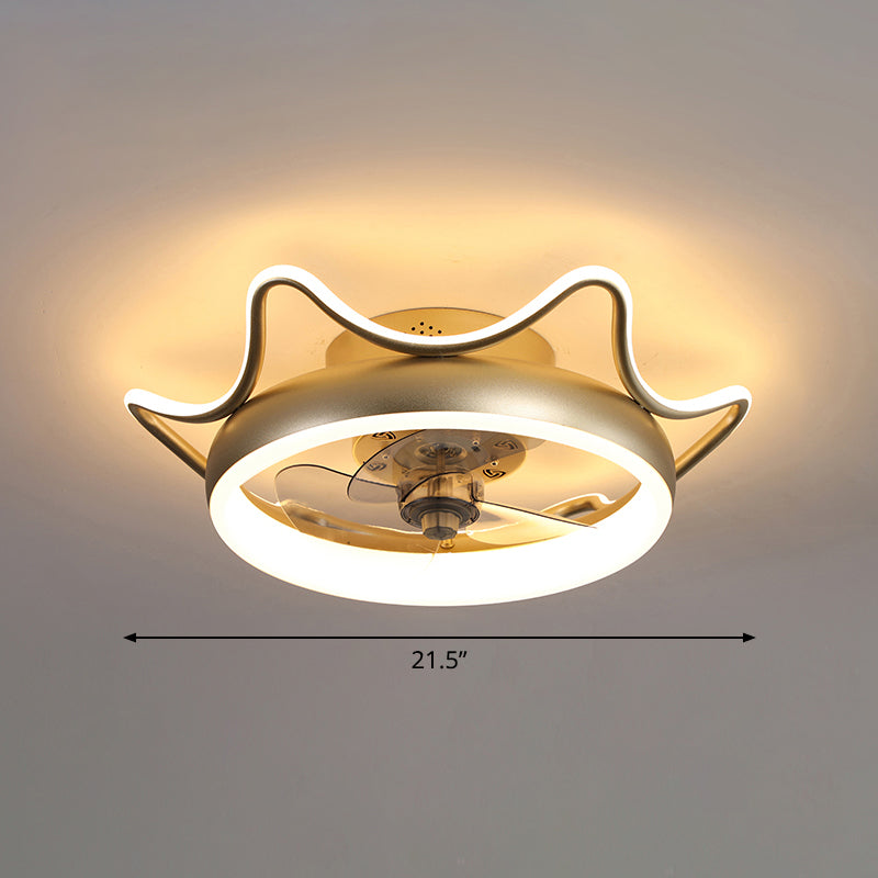 3 bladen cirkel metalen plafondventilator licht minimalistisch gouden led semi -spoellamp met afstandsbediening met externe