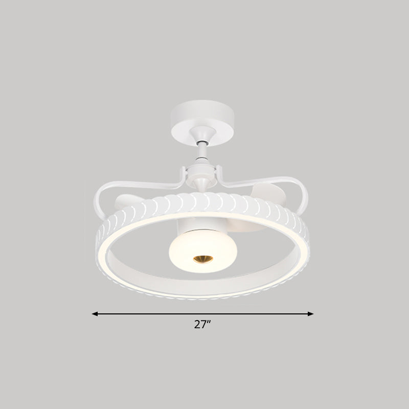 26.5 "W afstandsbediening kroonvormige LED -ventilator licht postmoderne acryl woonkamer semi -flush licht met 3 bladen