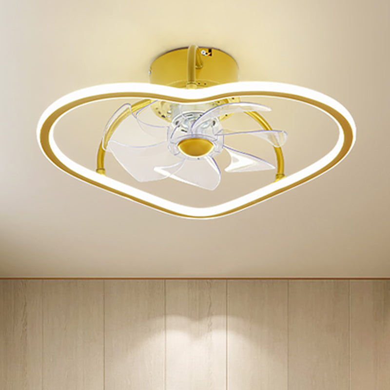 Remote Control Ring Shaped Acrylic Fan Light Minimalist 7-Blade LED Semi Flush Ceiling Light