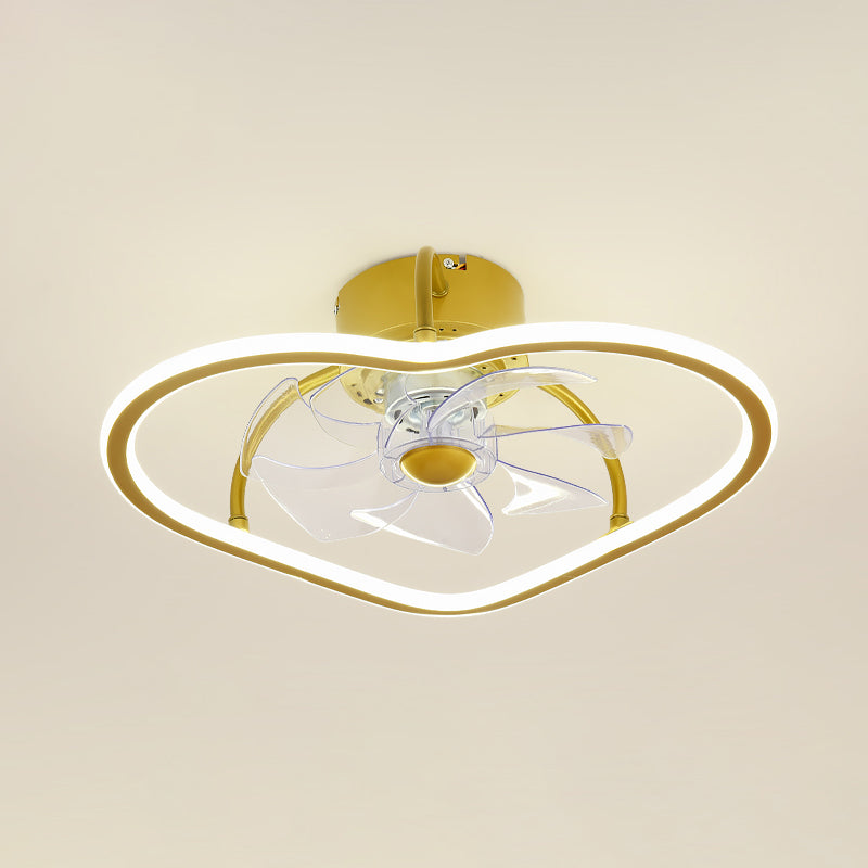 Remote Control Ring Shaped Acrylic Fan Light Minimalist 7-Blade LED Semi Flush Ceiling Light