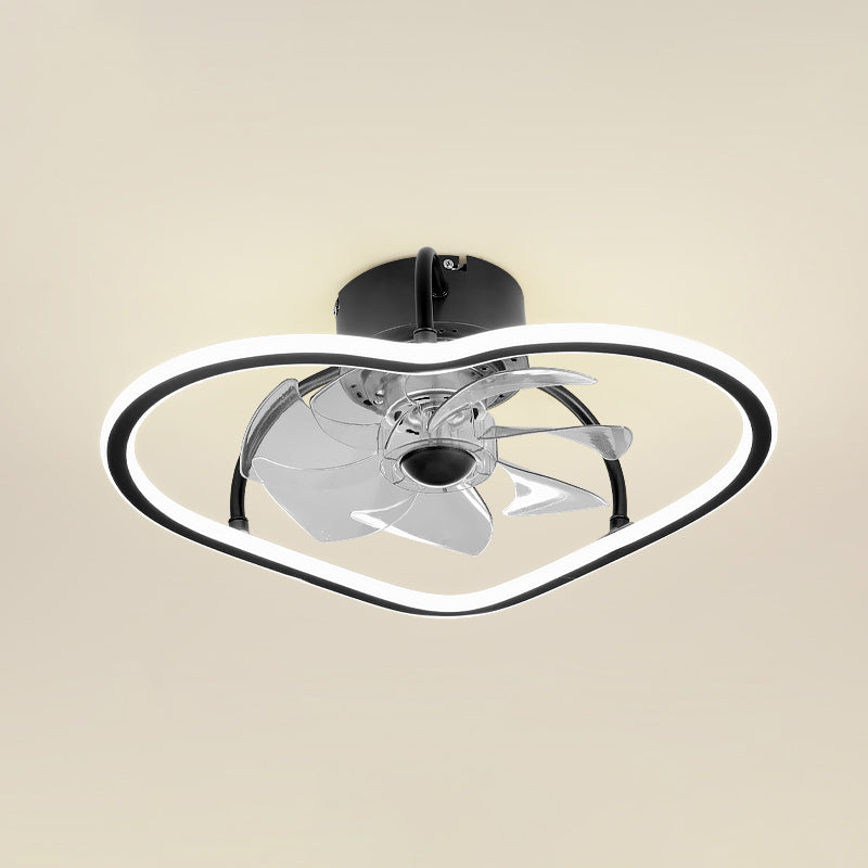 Remote Control Ring Shaped Acrylic Fan Light Minimalist 7-Blade LED Semi Flush Ceiling Light