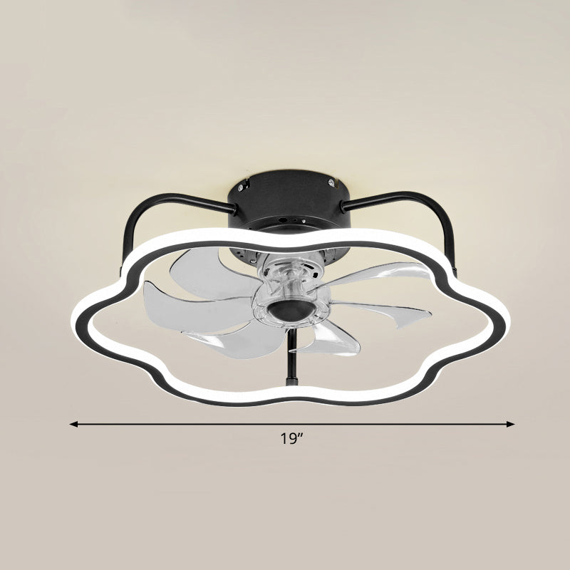 Remote Control Ring Shaped Acrylic Fan Light Minimalist 7-Blade LED Semi Flush Ceiling Light