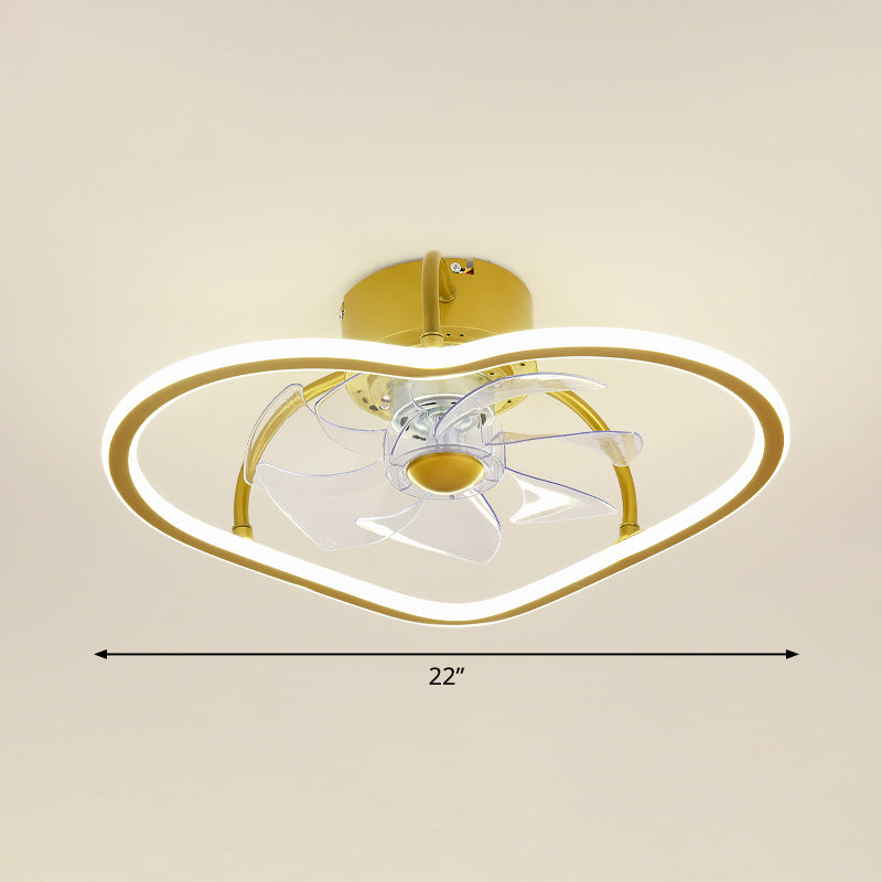 Remote Control Ring Shaped Acrylic Fan Light Minimalist 7-Blade LED Semi Flush Ceiling Light