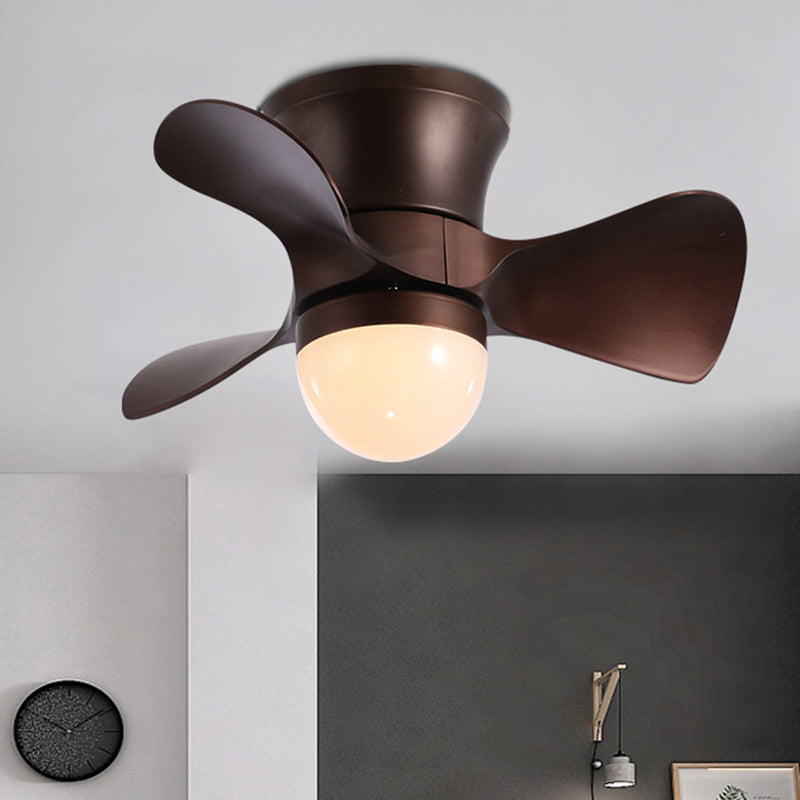 Flared Metal 3 Blades Ceiling Fan Lamp Fixture Macaron Remote Control LED Semi Flush, 23.5" Wide